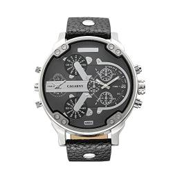 FENKOO Schöne Armbanduhren Große Zifferblatt Quarzuhr Männer Herren Business Doppelzeit Quarzuhr (Color : 1) von FENKOO