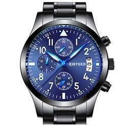 FENKOO Schöne Armbanduhren Herrenmode Sportuhr Edelstahl wasserdicht leuchtende militärische Form Leuchtend, Kalender, eine kleine DREI-Pin-Quarz-Uhren (Color : 3) von FENKOO