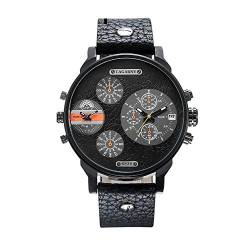 FENKOO Schöne Armbanduhren Mode Herren Quarzuhr Doppelte Bewegung Mineral gehärtetem Glas Spiegel Quarzuhr männlich (Color : 1) von FENKOO