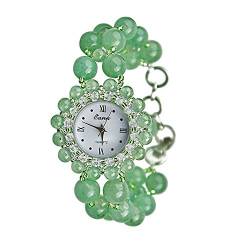 FENKOO Schöne Armbanduhren Natürliche Dongling Jade Perlen Damen Armbanduhr Damenmode Uhr (Color : 1) von FENKOO