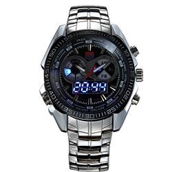 FENKOO TVG Armbanduhren TVG Marke Luxus Edelstahl Uhr Digital Sport LED Uhr Männer 30M Dual Movements wasserdichte Uhren von FENKOO