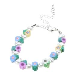 FENOHREFE Handgefertigte gewebte Tonperlen-Armbänder für Damen und Mädchen, bunte Blumen, unregelmäßige Perlen, Armbänder, Freundschaftsschmuck von FENOHREFE