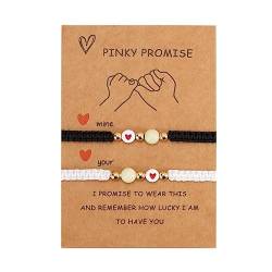 FENOHREFE Pinky Versprechen-Armbänder, Freundschafts-Paar, passendes Armband, leuchtende Herzperlen, elastisches Seil, Valentinstag, 2 Stück von FENOHREFE