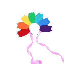 Langes Band Regenbogen Farbe Haarband Musik Konzerte Karneval Stirnband für Teenager Erwachsene Party Aufführungen Haarzubehör Regenbogen Stirnband für Mädchen Regenbogen Stirnbänder für Frauen von FENOHREFE