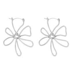 Minimalistische geometrische hohle Blumenohrringe, allesamt abgestimmte Metall-Ohrringe, Retro, einfache Ohrringe, geeignet für Damen, 2 Stück, Silikon von FENOHREFE