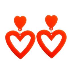 Rosa Acryl-Doppelherz-Ohrringe, großes geometrisches Herz, Ohrstecker, modisch, Valentinstagsgeschenk, für Damen, Mädchen, Party, Sommer, Silikon von FENOHREFE