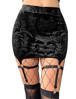 Damen Kettengürtel Schädelkopf Punk Taillengürtel für Damen, Gothic Rock Gürtel mit Bein Strumpfbänder von FEOYA