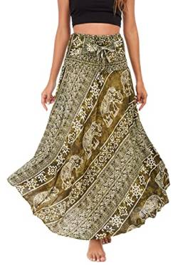 Damen Lang Rock Maxirock Halter Kleid High Waist Elastische Strandkleider Maxi Kleider Blumen Boho von FEOYA