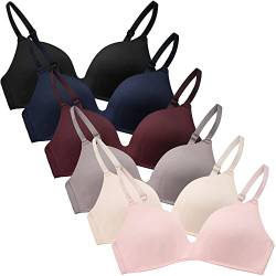 FEOYA 6er-Pack Mädchen Unterwäsche Teenager BHS Trainings-BH Frauen Bralette Sport BH Push Up BH Bügelfrei BHS Mädchen BHS Atmungsaktiver BH Gepolsterter BH Mit Verstellbaren Trägern 75A/B von FEOYA