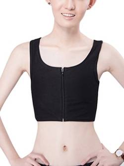 FEOYA Atmungsaktive Cosplay Body Shaper Korsetts Weste Tomboy Brust Binder Trans Tank Top Vorne mit Reißverschluss Größe 2XL - Schwarz von FEOYA