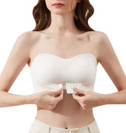 FEOYA Bandeau-BH nahtlos aus Stretch-Stoff mit herausnehmbaren Einlagen Trägerloser BH Push up Mit Abnehmbaren Trägern Verstellbare Schultergurte - XL von FEOYA