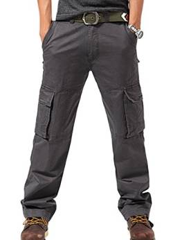 FEOYA Cargohose Herren Vintage Militär Tactical Hosen mit Stretch Arbeitshose Outdoor Viele Taschen Leichte Baumwolle Wanderhosen-Grau C-38 von FEOYA