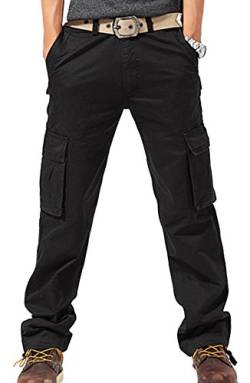 FEOYA Cargohose Herren Vintage Militär Tactical Hosen mit Stretch Arbeitshose Outdoor Viele Taschen Leichte Baumwolle Wanderhosen-Schwarz C-38 von FEOYA