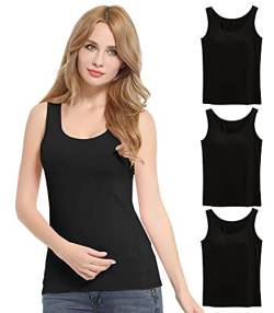 FEOYA Damen BH-Hemd Unterhemd Basic Rundhals Formende Top mit BH Ohne Bügel Stretch Breite Träger Tank Top von FEOYA