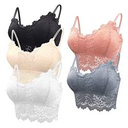 FEOYA Damen BHS 1er/3er/4er/5er/6er Pack Ohne Buegel Push up Yoga Spitze BH Bra Top Set Sport-BHS für Women (5pcs-A-1, XL, l) von FEOYA