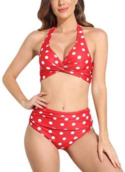 FEOYA Damen Bikini Sets 2-Teilig Bademode Bikinioberteil mit Triangel Slip Outdoor Strand Schwimmen Badeanzug Hersteller M/DE-Größe 40-42 - Rot von FEOYA