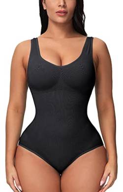 FEOYA Damen Formende Body Shapewear Bauch Weg Miederbody Thong Bodysuit Taillenformer Mieder String M von FEOYA