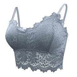 FEOYA Damen Strappy Bra Sexy Blumen Spitzen BH Bralette Bustier Crop Top BH ohne Bügel Comfort Bra mit Abnehmbare Gepolstert Cup Elastisch Riemchen Dessous von FEOYA