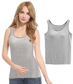 FEOYA Damen Unterhemd BH-Hemd Basic Eingebauter BH Bügelloser Gepolstert Tank Tops Trägertop mit Cups von FEOYA