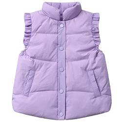 FEOYA Daunenweste Kinder Weste Winter Steppweste Jungen Winterweste Mädchen Ärmellos Winterjacke-120-Lila von FEOYA