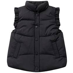 FEOYA Daunenweste Kinder Weste Winter Steppweste Jungen Winterweste Mädchen Ärmellos Winterjacke-130-Schwarz von FEOYA