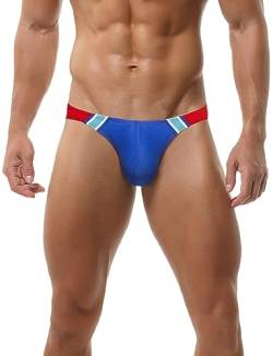 FEOYA Herren Badehose Badeslip Eng Sexy Low Rise Bademode mit Abnehmbarem Pad Wassersport Badeshorts Unterwäsche Blau M von FEOYA