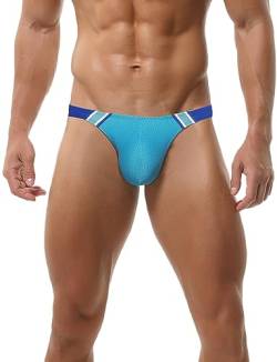 FEOYA Herren Badehose Badeslip Eng Sexy Low Rise Bademode mit Abnehmbarem Pad Wassersport Badeshorts Unterwäsche Sky Blu S von FEOYA