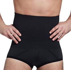 FEOYA Herren Hohe Taille Figurformend Bauchweg Unterwäsche Funktions Unterhose Body Shaper Underwear - Kompression im Bauchbereich - Schwarz XL von FEOYA