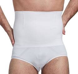 FEOYA Herren Hohe Taille Figurformende Unterhose Bauchweg Unterwäsche Funktionswäsche Shapewear Slip - Kompression im Bauchbereich - Weiß XL von FEOYA