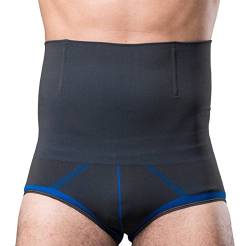 FEOYA Herren Hohe Taille Figurformende Unterwäsche Bauchweg Unterhose Funktionsunterwäsche Shapewear Slip Herren-Slip Baumwolle mit Modellierender Bauchbinde-Blau-XXL von FEOYA