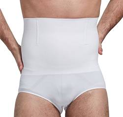 FEOYA Herren Hohe Taille Figurformende Unterwäsche Bauchweg Unterhose Funktionsunterwäsche Shapewear Slip Herren-Slip Baumwolle mit Modellierender Bauchbinde-Weiß-XL von FEOYA