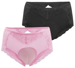 FEOYA Herren Sissy Lace Unterwäsche Hiding Gaff Panties Shaping Slip für Crossdresser Transgender, 2er-Pack, Schwarz / Pink, XXX-Large von FEOYA