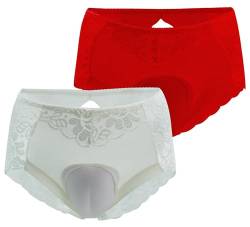 FEOYA Herren Sissy Lace Unterwäsche Hiding Gaff Panties Shaping Slip für Crossdresser Transgender, 2er-Pack, Weiß / Rot, XXX-Large von FEOYA