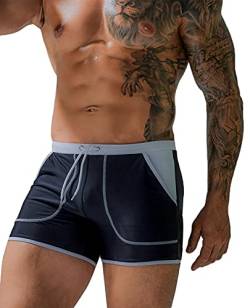 FEOYA Herren Sommer Badehose Männer Schwimmhose für Surfen Schnelltrockend Badeshorts für Wassersport Schwarz M von FEOYA