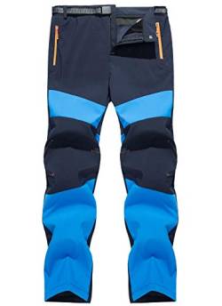 FEOYA Herren Trekkinghose Gefütterte Softshellhose Wanderhose Funktionshose Schnell Trocknende Hosen Männer Freizeithose Outdoorhose Stretch Arbeitshose-Blau-4XL von FEOYA