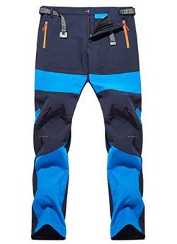 FEOYA Herren Trekkinghose Softshellhose Wanderhose Funktionshose Schnell Trocknende Hosen Männer Freizeithose Outdoorhose Stretch Arbeitshose-Blau-5XL von FEOYA