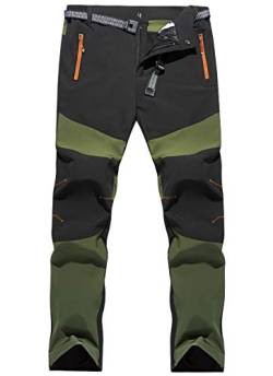 FEOYA Herren Trekkinghose Softshellhose Wanderhose Funktionshose Schnell Trocknende Hosen Männer Freizeithose Outdoorhose Stretch Arbeitshose-Grün-XL von FEOYA