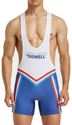 FEOYA Herren Wrestling Singuletts Bequem Einteilig Wrestling Singlet Gym Ärmellose Boxer Slips Workout Sport Bodysuit Aktives Training Wrestling Trikot Gewichtheben Jumpsuits A-Weiß M von FEOYA