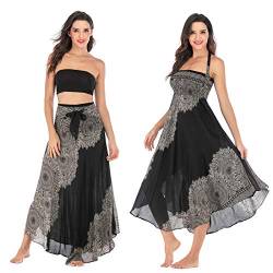 FEOYA Hippie Rock Blumen Rock Damen Lang Sommer Maxirock Damen Boho Hippie Sommerrock Damen Blumen Strandrock Damen Strandkleid Sommerrock Damen Lang Boho von FEOYA