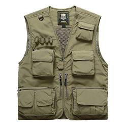 FEOYA Jagdweste Herren Outdoor-Weste Hundesport Vest Fishing Gilet Ranger Weste Softshell Weste Sport Weste für Jagd Angeln Camping-7XL-Khaki von FEOYA