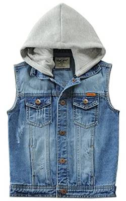 FEOYA Jeans Weste Kinder Kapuze Mantel Jeansjacke jungen Casual Outwear Reißverschluss von FEOYA