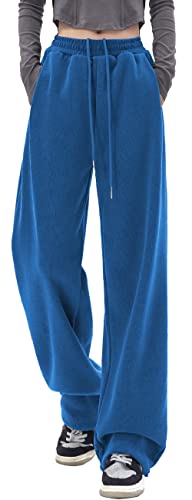 FEOYA Jogginghose Damen Baumwolle Freizeithose Yogahose Weites Bein Aktive Freizeit Kordelzug Lose Lounge Pants Breites Bein Hausehose Sporthose mit Taschen - XL von FEOYA