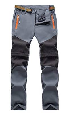 FEOYA Kinder Outdoorhose 2-in-1 Outdoorhose Zip Off Kinder Wanderhose Sommer Funktionshose Quick Dry Hose Grey 116 von FEOYA