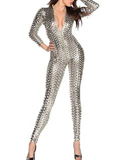 FEOYA Leder Jumpsuit für Damen Jumpsuit Bodysuit Nachtwäsche CLUB Kostüme Catsuit Catwomen Kleidung Nacht Mode PU von FEOYA