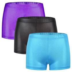 FEOYA Mädchen Tanz Shorts Kinder Ballett Athletic Fitness Hotpants Gymnastik Yoga Kind Sportshorts Metallic Glänzend Pants Turnhose Dancewear D 120 von FEOYA