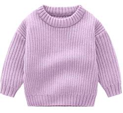 FEOYA Pullover Baby Kleinkind Neugeborene Jungen Mädchen Strickpullover Lose Langarm warme Kleinkinder Sweat Shirt Herbst Winter Kleidung Unisex Outwear Violett 2-3 Jahre von FEOYA