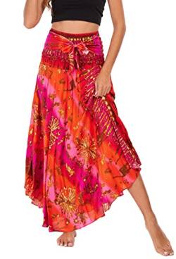 FEOYA Rock Hippie Damen Sommerrock Damen Blumen Maxirock Damen Boho Sommerrock Damen Blumen Strandrock Damen Strandkleid Sommerrock Damen Lang Boho von FEOYA