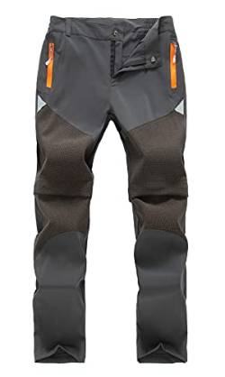 FEOYA Schnelltrocknende Hose Jungen Mädchen Jogginghosen Kinder Atmungsaktiv Weich Trekkinghose Wanderhose Kinder Sport Cargohose Regular Fit Abnehmbar Funktionshose Outdoorhosen Grau B 160 von FEOYA