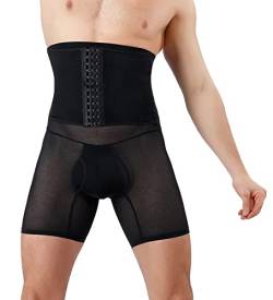 FEOYA Shapewear Unterhemd Herren Body Shaper Herren Unterhose Bauchweg Kompression Unterhosen Boxershorts Figurformende Shapewear Hohe Taille Kompressions Unterwäsche Schwarz L von FEOYA