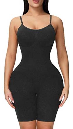 FEOYA Shapewear für Frauen Fajas Nahtloser Ganzkörperformer Bauchkontrolle Formwäsche Bodysuit feste Kontrolle Body Shaper Po-Heber Bodysuit Shaping-Bodysuits Schwarz L von FEOYA